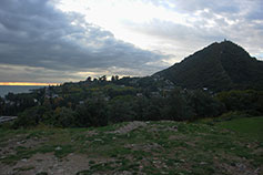 Абхазия. Новый Афон. Вид с Афонской горы на Иверскую гору и генуэзскую башню крепости Никопсия